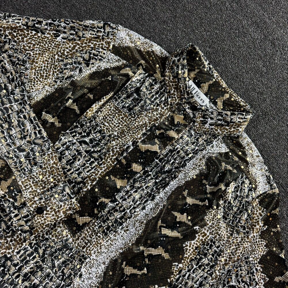 All Hours Women's Size M Animal Print Blouse Long Sleeve Mob Wife 90's